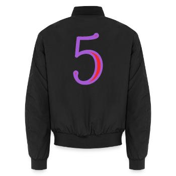 5. 5 YEARS. 5th ANNIVERSARY. 5 YEAR ANNIVERSARY - Unisex Bomber Jacket - black - Back - AI Model Male 185 light (185cm)