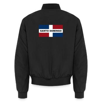 Santo Domingo City in Dominican Republic Flag - Unisex Bomber Jacket - black - Back - AI Model Male 185 light (185cm)