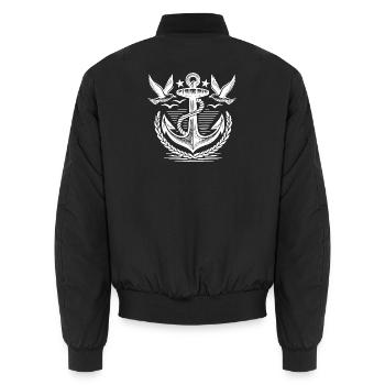 Anchor Seagulls Logo - Unisex Bomber Jacket - black - Back - AI Model Male 185 light (185cm)