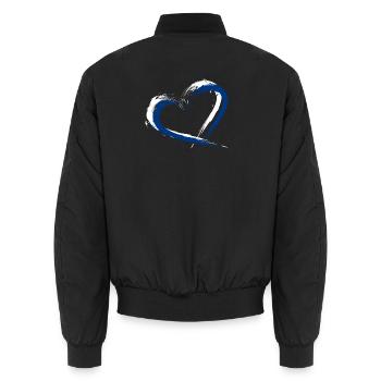 Herz Bürste Flagge Finnland Fahne Farben Blau Weiß - Unisex Bomberjacke - Schwarz - Hinten - AI Model Male 185 light (185cm)