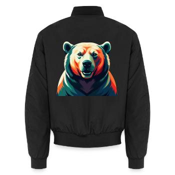 Eisbär Zeichentrickfigur Buntes Haustier Tier - Unisex Bomberjacke - Schwarz - Hinten - AI Model Male 185 light (185cm)
