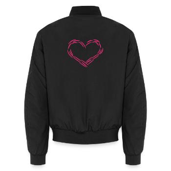 Heart design line icon love pink gift - Unisex Bomber Jacket - black - Back - AI Model Male 185 light (185cm)