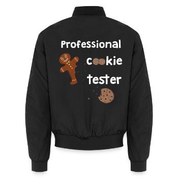 Professional Cookie Tester - Lebkuchenmann - Unisex Bomberjacke - Schwarz - Hinten - AI Model Male 185 light (185cm)