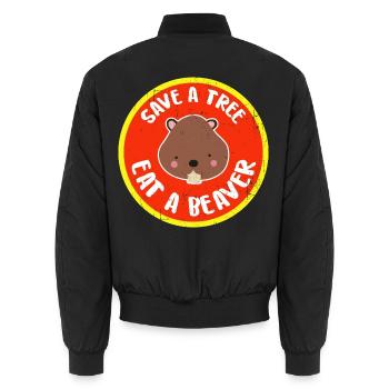 Umweltbewusster Biber Dammbau - Unisex Bomberjacke - Schwarz - Hinten - AI Model Male 185 light (185cm)