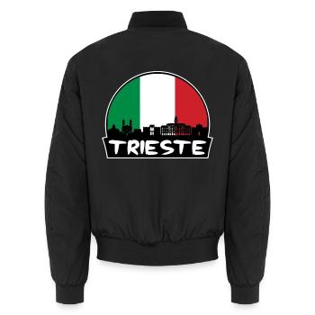 Triest Italien Flagge Skyline Silhouette Reisen - Unisex Bomberjacke - Schwarz - Hinten - AI Model Male 185 light (185cm)
