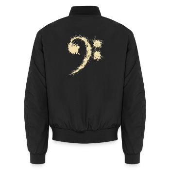 Bass Clef Vintage - Lustiges Musikliebhabergeschenk - Unisex Bomberjacke - Schwarz - Hinten - AI Model Male 185 light (185cm)