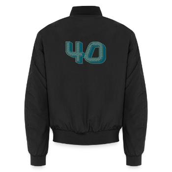 40. 40 YEARS. 40th ANNIVERSARY. 40 YEARS ANNIVERSARY. - Unisex Bomber Jacket - black - Back - AI Model Male 185 light (185cm)
