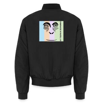 Chimpanzee in Pastell - Der intelligente Primat - Unisex Bomberjacke - Schwarz - Hinten - AI Model Male 185 light (185cm)
