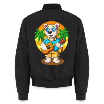 Funny Polar Bear Cartoon Summer Beach Sunglasses - Unisex Bomber Jacket - black - Back - AI Model Male 185 light (185cm)