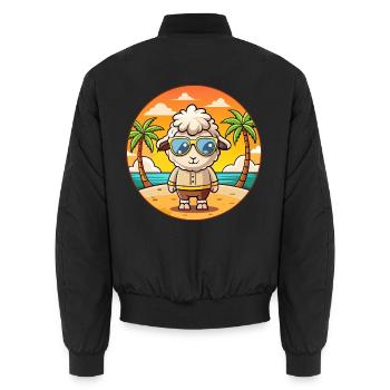 Schaf Lustige Cartoon Sommer Strand Sonnenbrille - Unisex Bomberjacke - Schwarz - Hinten - AI Model Male 185 light (185cm)