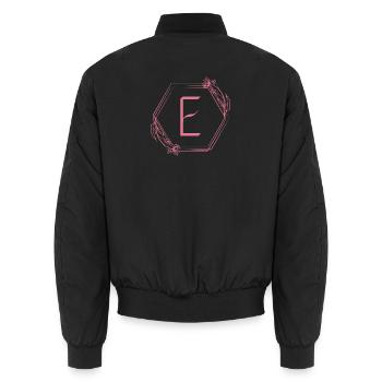 E-Monogramm mit Blütenrahmen - Unisex Bomberjacke - Schwarz - Hinten - AI Model Male 185 light (185cm)