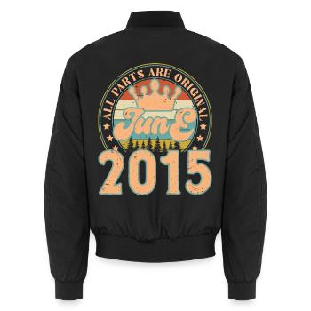 Juni 2015. Geburtstagsgeschenk Juni 2015. Juni - Unisex Bomberjacke - Schwarz - Hinten - AI Model Male 185 light (185cm)