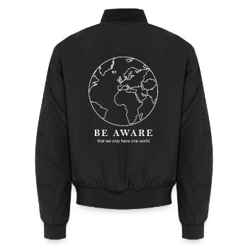 World map outline - Unisex Bomber Jacket - black - Back - AI Model Male 185 light (185cm)