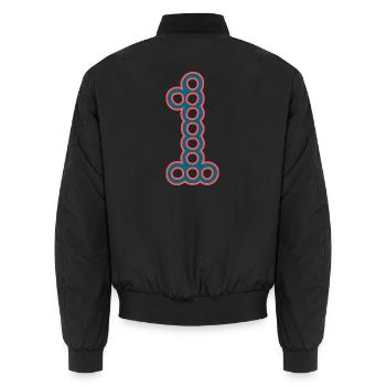 1. 1 AN. 1er ANNIVERSAIRE. ANNIVERSAIRE 1 AN - Bomber unisexe - noir - Dos - AI Model Male 185 light (185cm)