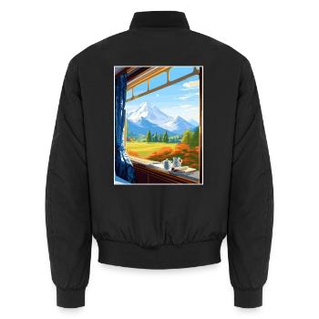 Orient Express Europa Deko Vintage Reiseposter - Unisex Bomberjacke - Schwarz - Hinten - AI Model Male 185 light (185cm)