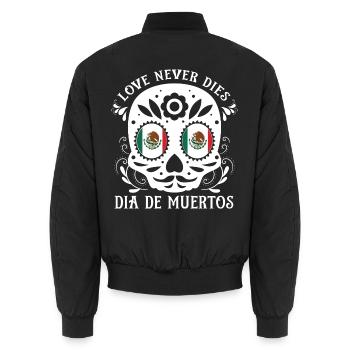 Love never dies dia de muertos Dia De Muertos - Unisex Bomberjacke - Schwarz - Hinten - AI Model Male 185 light (185cm)