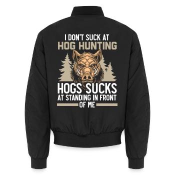Ich bin nicht schlecht in der Schweinejagd Schwein - Unisex Bomberjacke - Schwarz - Hinten - AI Model Male 185 light (185cm)