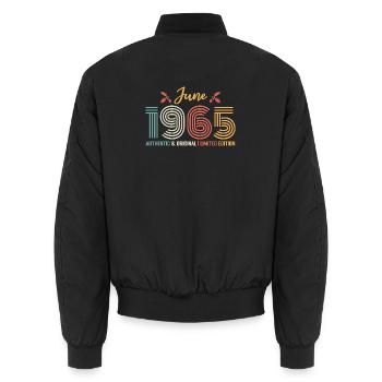 Juni 1965 Geburtstag Juni 1965 Juni Retro - Unisex Bomberjacke - Schwarz - Hinten - AI Model Male 185 light (185cm)