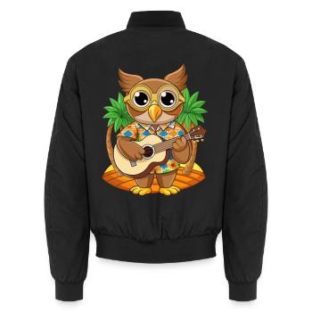 Lustige Eule Cartoon Sommer Strand Sonnenbrille Gitarre - Unisex Bomberjacke - Schwarz - Hinten - AI Model Male 185 light (185cm)