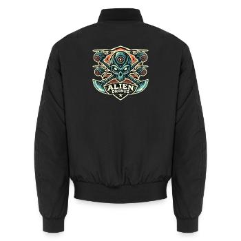 Alien Drones Logo - Unisex Bomber Jacket - black - Back - AI Model Male 185 light (185cm)