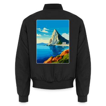 Rock Of Gibraltar Vintage Reiseposter Souvenir - Unisex Bomberjacke - Schwarz - Hinten - AI Model Male 185 light (185cm)