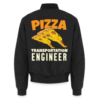 Pizza Transport Engineer - Unisex Bomberjacke - Schwarz - Hinten - AI Model Male 185 light (185cm)