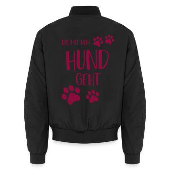 Die mit dem Hund geht - Unisex Bomberjacke - Schwarz - Hinten - AI Model Male 185 light (185cm)
