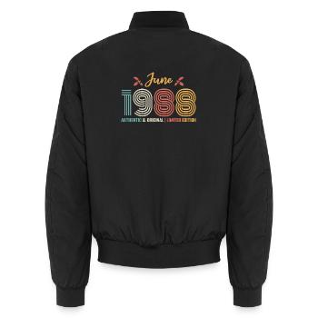 Juni 1988 Geburtstag Juni 1988 Retro Juni - Unisex Bomberjacke - Schwarz - Hinten - AI Model Male 185 light (185cm)