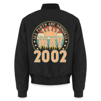 Mai 2002. Geburtstagsgeschenk im Mai 2002. Mai 2002 - Unisex Bomberjacke - Schwarz - Hinten - AI Model Male 185 light (185cm)