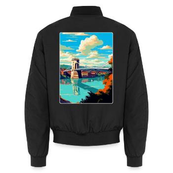 Bristol England Uk Vintage Travel Poster Souvenir - Unisex Bomber Jacket - black - Back - AI Model Male 185 light (185cm)