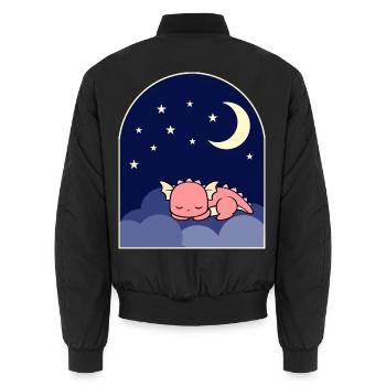 Rosa Drache - Unisex Bomberjacke - Schwarz - Hinten - AI Model Male 185 light (185cm)