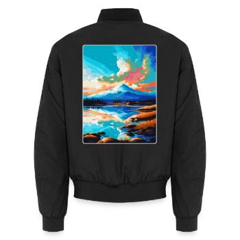 Abisko Suède Affiche de voyage vintage WPA Souvenir - Bomber unisexe - noir - Dos - AI Model Male 185 light (185cm)