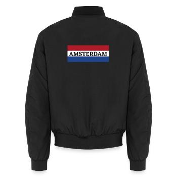 Amsterdam Stadt in niederländischer Flagge - Unisex Bomberjacke - Schwarz - Hinten - AI Model Male 185 light (185cm)