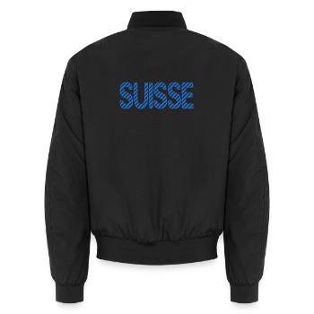 SCHWEIZ. HUMOR. LAND. FLAGGE - Unisex Bomberjacke - Schwarz - Hinten - AI Model Male 185 light (185cm)