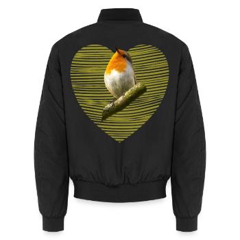 Rotkehlchen Vogel - Unisex Bomberjacke - Schwarz - Hinten - AI Model Male 185 light (185cm)
