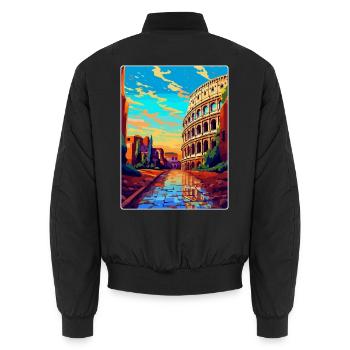 Rom Italien Vintage Reiseplakat Souvenir Souvenir - Unisex Bomberjacke - Schwarz - Hinten - AI Model Male 185 light (185cm)