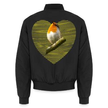 Rotkehlchen Singvogel - Unisex Bomberjacke - Schwarz - Hinten - AI Model Male 185 light (185cm)