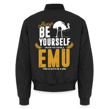 Federleichter Emu Steppenläufer - Unisex Bomberjacke - Schwarz - Hinten - AI Model Male 185 light (185cm)