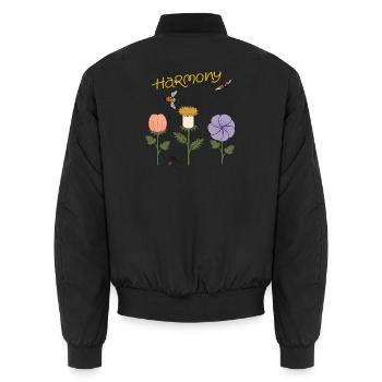 Fleurs d’harmonie - Bomber unisexe - noir - Dos - AI Model Male 185 light (185cm)