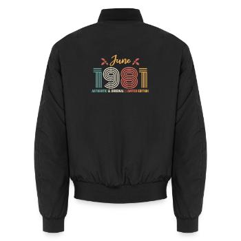 Juni 1981 Geburtstag Juni 1981 Retro Juni - Unisex Bomberjacke - Schwarz - Hinten - AI Model Male 185 light (185cm)