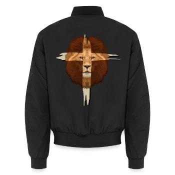 Löwe Kreuz Christliches Geschenk - Unisex Bomberjacke - Schwarz - Hinten - AI Model Male 185 light (185cm)