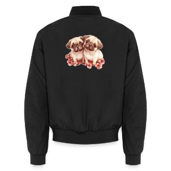 Mops - Unisex Bomberjacke - Schwarz - Hinten - AI Model Male 185 light (185cm)