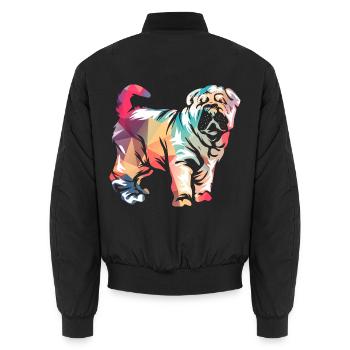 Faltenprächtige Shar Pei Hundezucht - Unisex Bomberjacke - Schwarz - Hinten - AI Model Male 185 light (185cm)
