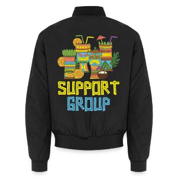 Selbsthilfegruppe Hawaiianische Luau Party Tiki Ba - Unisex Bomberjacke - Schwarz - Hinten - AI Model Male 185 light (185cm)