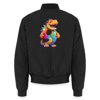DINO 9 YEARS DINOSAUR NUMBER 9TH BIRTHDAY - Unisex Bomber Jacket - black - Back - AI Model Male 185 light (185cm)