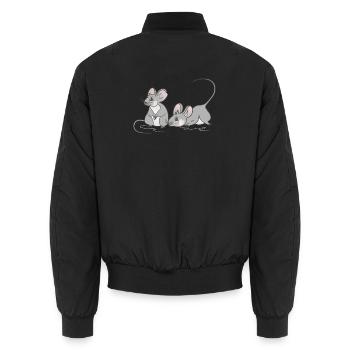 Mouse mouse children women birthday - Unisex Bomber Jacket - black - Back - AI Model Male 185 light (185cm)