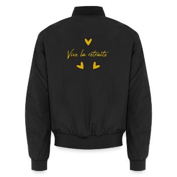 RETRAITE. BONNE RETRAITE. JOYEUSE RETRAITE - Bomber unisexe - noir - Dos - AI Model Male 185 light (185cm)