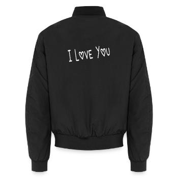 VALENTINSTAG. ICH LIEBE DICH. ICH LIEBE DICH. LIEBE. LIEBE - Unisex Bomberjacke - Schwarz - Hinten - AI Model Male 185 light (185cm)