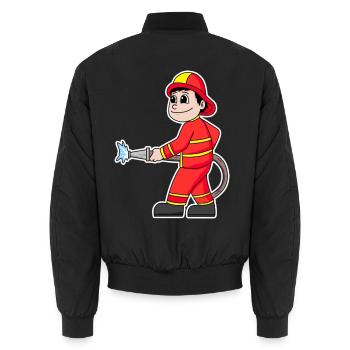 Feuerwehrmann - Unisex Bomberjacke - Schwarz - Hinten - AI Model Male 185 light (185cm)