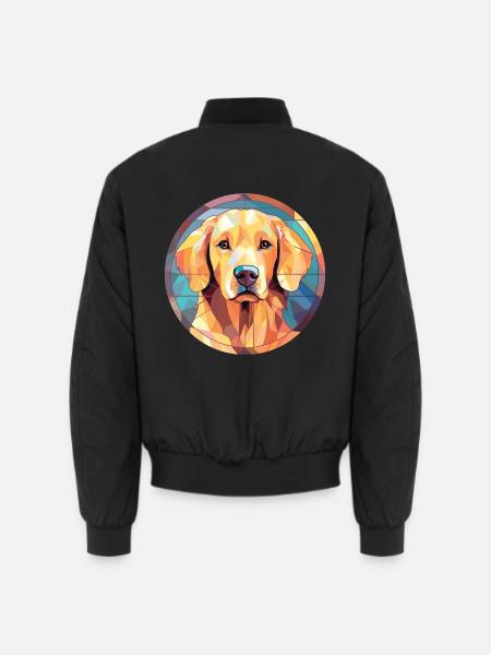 Deutsche Spitz Hunderasse Aquarell Illustration - Unisex Bomberjacke - Schwarz
